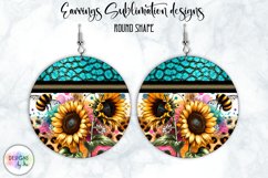 Peony and Sunflowers Earrings Sublimation | Round Earrings Product Image 1