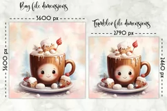 Christmas Lunch Bag Print | Kawaii Hot Chocolate and Cookies Product Image 2