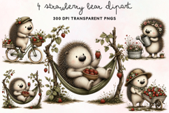 Strawberry Bear Clipart PNG Product Image 1