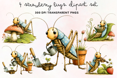 Strawberry Bugs Clipart PNG Product Image 1