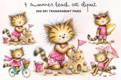 Summer Beach Cat Clipart PNG Product Image 1