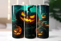 Creepy Halloween Pumpkins Tumbler Wrap 20 oz Product Image 2