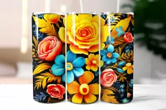 Folk Flowers Tumbler Wrap Sublimation 20 oz Product Image 2