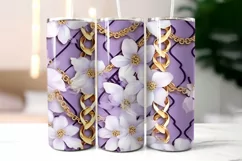Floral Tumbler Wrap | Elegant Floral Silk Fabric Texture Product Image 2