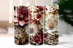Colourful 3d Wood Carving Effect Floral Tumbler Wrap Product Image 2