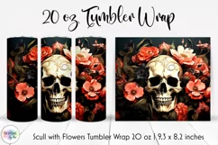 Scull with Flowers Tumbler Wrap | Vintage Halloween Design Product Image 1