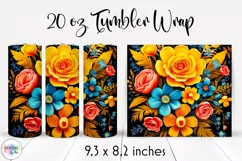 Folk Flowers Tumbler Wrap Sublimation 20 oz Product Image 1
