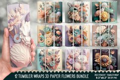 Tumbler Wraps 3D Paper Flowers Bundle - 12 Designs Product Image 1