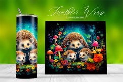 Hedgehogs Watercolor Animal Tumbler Sublimation Wrap Product Image 1