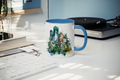 12 watercolor urban skyscrapers tall buildings jungle foliage modern cityscape city design wrap sublimation bundle for mug