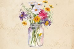 12 Watercolor Wildflower in a Mason Jar Ephemera PNG Images Product Image 3