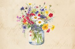 12 Watercolor Wildflower in a Mason Jar Ephemera PNG Images Product Image 4