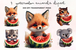 Watermelon Animals Clipart PNG Product Image 1