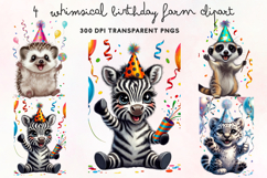 Whimsical Birthday Farm Clipart PNG Product Image 1