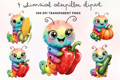 Whimsical Caterpillar Clipart PNG Product Image 1
