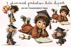 Whimsical Graduation Kids Clipart PNG Product Image 1