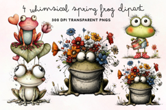 Whimsical Spring Frog Clipart PNG Product Image 1