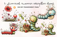 Whimsical Summer Caterpillar Clipart PNG Product Image 1