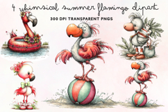 Whimsical Summer Flamingo Clipart PNG Product Image 1