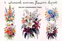 Whimsical Summer Flowers Clipart PNG Product Image 1