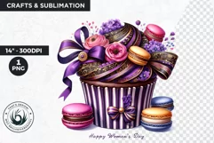 Happy Womens day Cupcake Clipart, 8th of march, Woman power Product Image 1