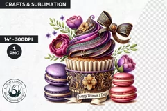Happy Womens day Cupcake Clipart, 8th of march, Woman power Product Image 1