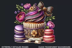 Happy Womens day Cupcake Clipart, 8th of march, Woman power Product Image 2