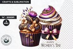 Women's day Cupcake Clipart 3, 8th of march clipart Product Image 1