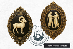 Vintage Zodiac Cameo Clipart Antique Horoscope Graphics PNG Product Image 4