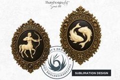 Vintage Zodiac Cameo Clipart Antique Horoscope Graphics PNG Product Image 8