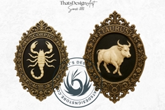 Vintage Zodiac Cameo Clipart Antique Horoscope Graphics PNG Product Image 9