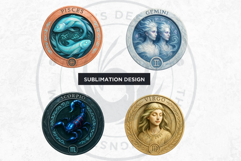 Elemental Zodiac Clipart Rune Stone Horoscope Graphics PNG Product Image 5