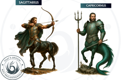 Warriors Zodiac Clipart Set, Astrology,horoscope sign png Product Image 9