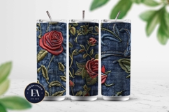 Embroidered Denim Digital Paper| Rose Denim Pattern Product Image 2