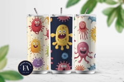 Cute baby monster Digital Paper | Spooky Bacteria Pattern Product Image 2