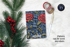 Embroidered Denim Digital Paper| Rose Denim Pattern Product Image 4