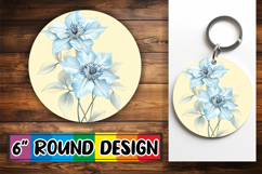 Elegant Keychain Round Design PNG , Beauty Flower Product Image 1