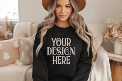 Black Gildan 18000 Sweatshirt Mockup,G18000 Crewneck Sweatsh Product Image 1