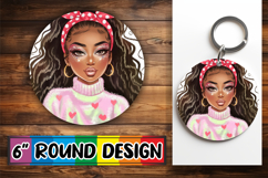 Cheerful Round Car Coaster, Afro Girl Product Image 1