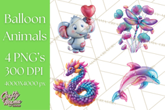 Bright Balloon Animals Clipart PNG Shiny Candy Colors Product Image 1