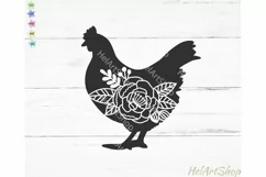 Floral Chicken SVG, Farm animals SVG, Hen SVG Product Image 1