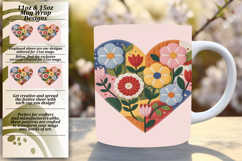 Classy 15oz Mug Wrap Png Design , Flowers Heart Product Image 1