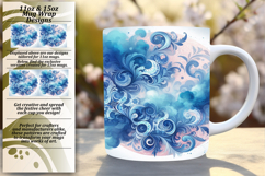 Creative 11oz Mug Wrap Png Template , Watercolor Patter Product Image 1