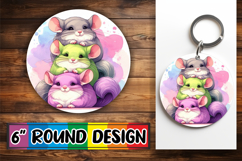 Sublimation Circle Ornaments PNG, Cute Animals Product Image 1