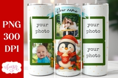 Christmas Photo tumbler wrap sublimation PNG, Cute Penguin Product Image 1