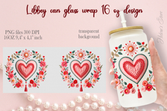 Boho Valentine pattern Libbey Can Glass Wrap 16oz design png Product Image 1