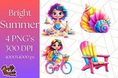 Bright Summer PNG Clipart, Printable Beach Graphics Product Image 1