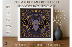 3D Gothic Bat Halloween Shadow box SVG Papercut template Product Image 1