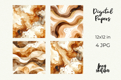 Coffee &amp; Cream Digital Paper Watercolor Seamless Patterns Product Image 2