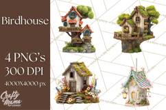 Cottagecore Birdhouse Clipart PNG, Whimsical Fairy Houses Product Image 1
